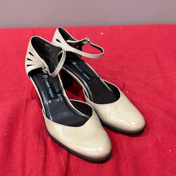 Etienne Aigner Cream Ankle Strap Heels - Picture 1 of 5